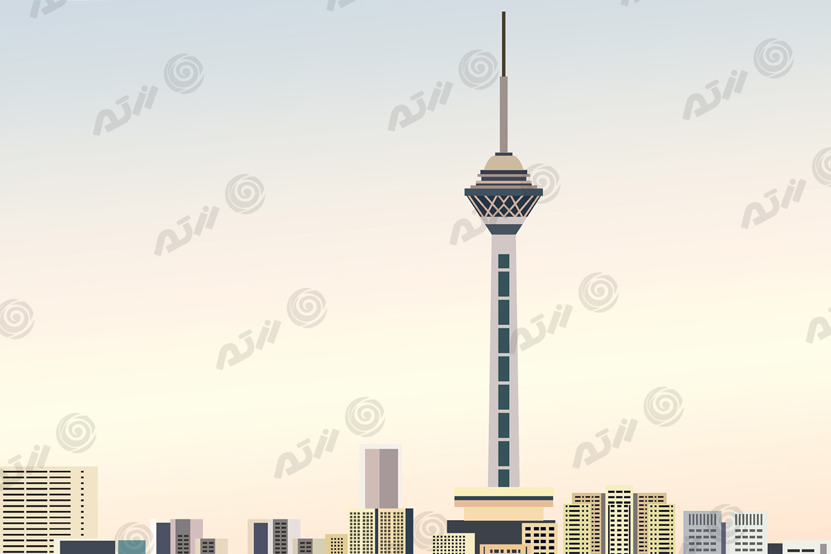 وکتور EPS برج میلاد و میدان آزادی تهران ویژه استفاده برای طرح های گرافیکی شامل نماد های شهر تهران